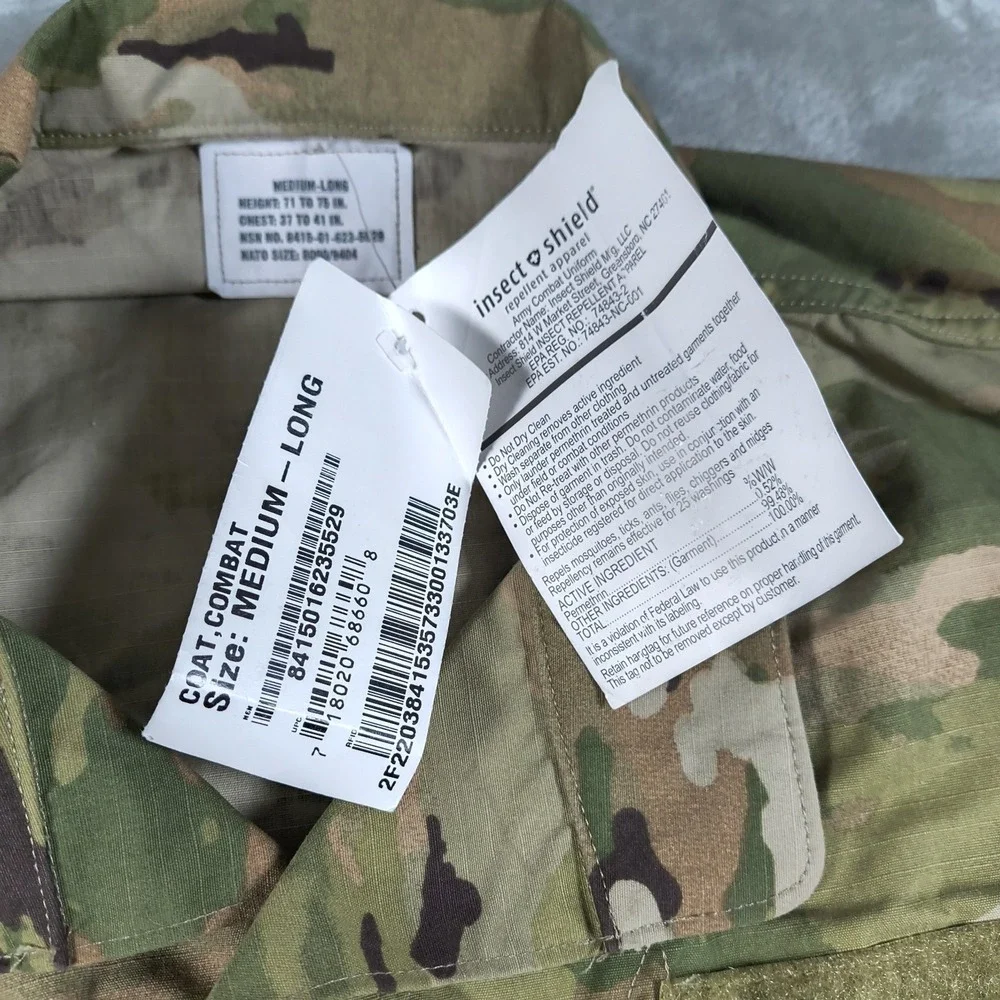 USGI Combat Coat Men Medium Long OCP Camo Multicam Army Field Jacket Ripstop New